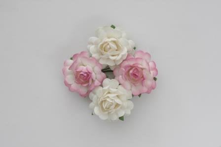 Розы белые и бело-розовые 35мм 4шт