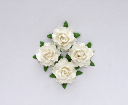 Цветы кудрявой розы, 4 шт, белые, 2,5см