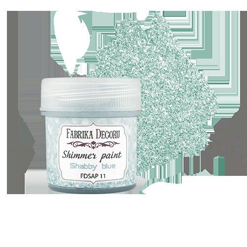 Краска с глиттером "Shimmer paint" 20мл голубой шебби