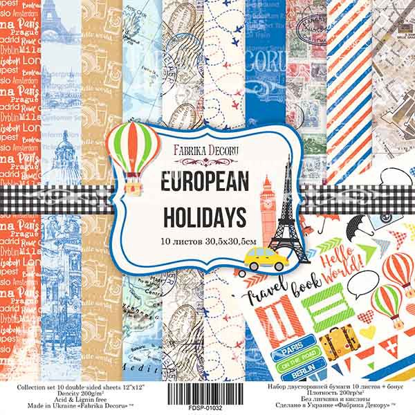Набор бумаги 30,5х30,5 10листов European holidays