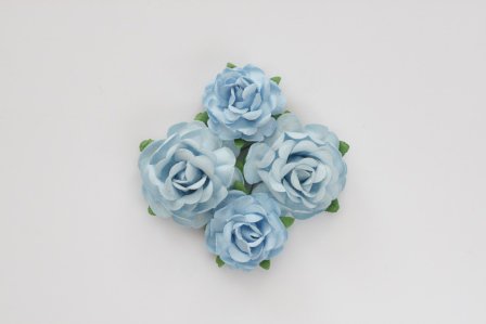 Цветы чайной розы, голубые, 4шт, 4см и 3см